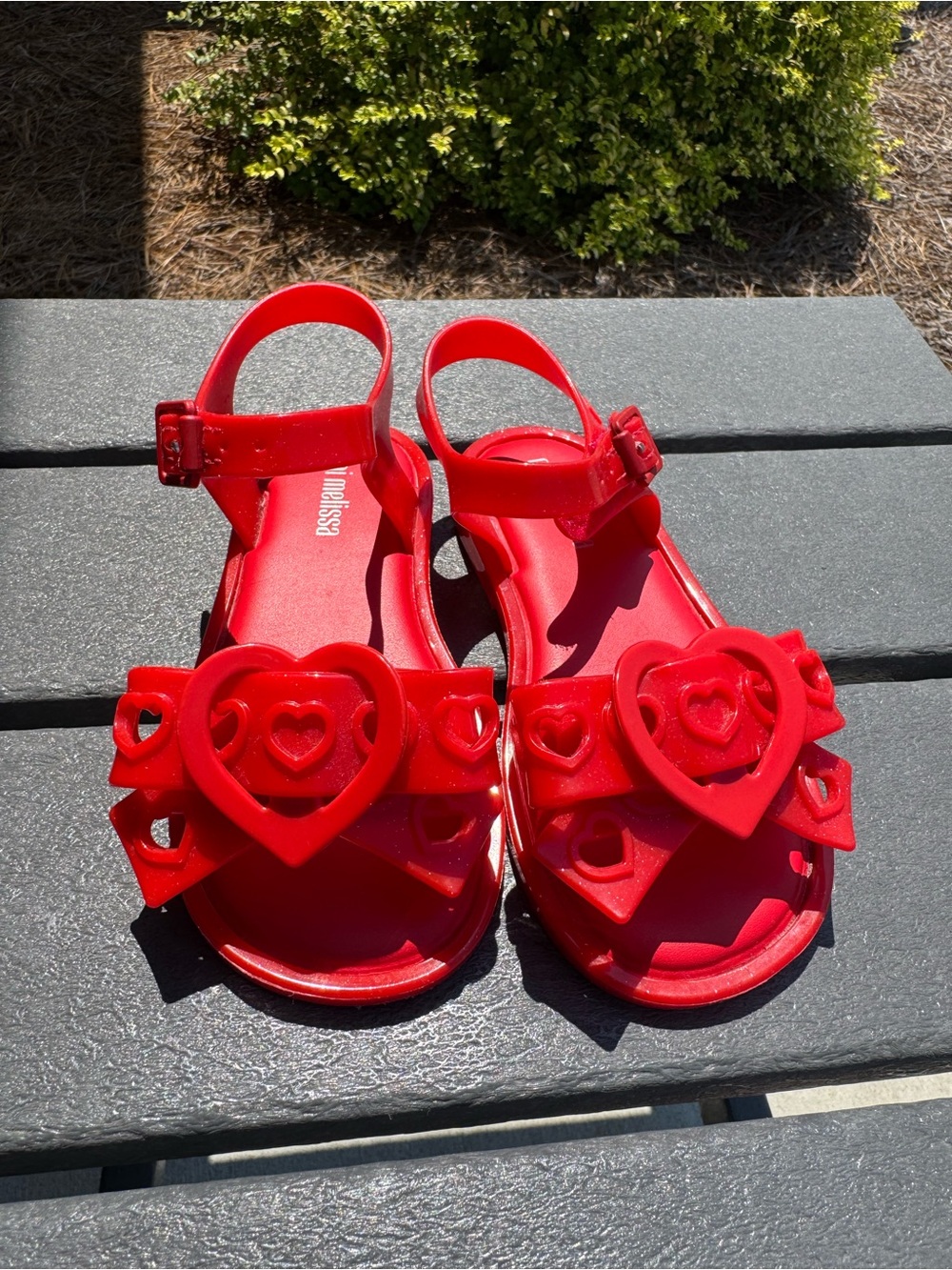 Mini Melissa Red Heart Jelly Sandals for Kids